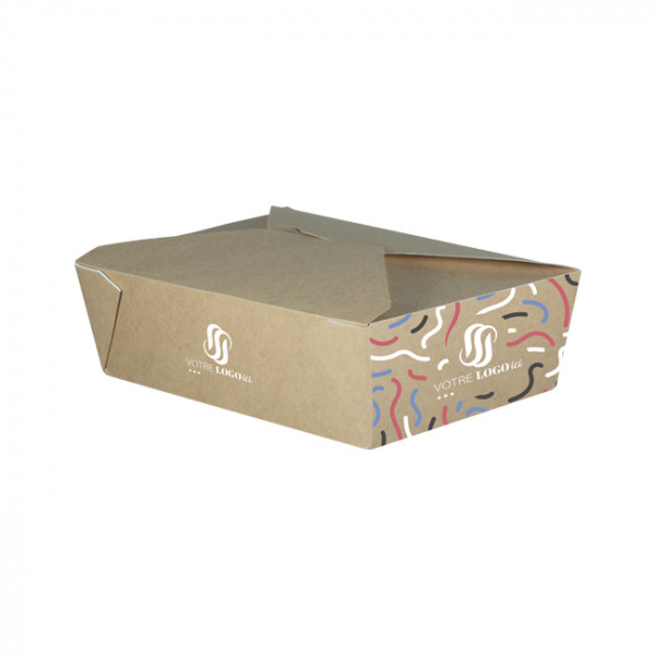 Boîte rectangulaire personnalisée en carton kraft 1980 mL - Impression jusqu'à 4 couleurs