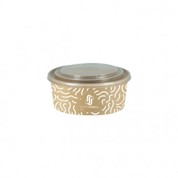 Boîte à salade ronde personnalisée en carton et couvercle 750 mL - Impression jusqu'à 4 couleurs