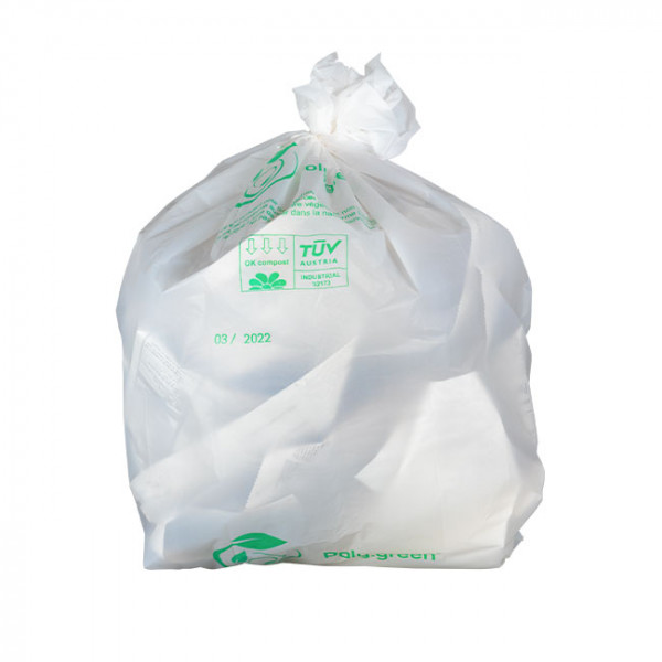 Sac-poubelle 130 L blanc biodégradable et compostable