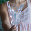 Fourchette réutilisable transparente 17,2 cm - Couverts réutilisables - Verrine luxe 8,8cL réutilisable