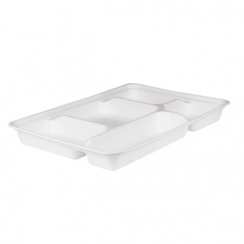Plateau-repas en fibres végétales 32 x 22,5 cm - 5 compartiments