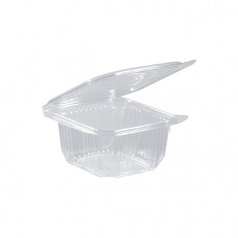 Barquette avec couvercle attenant en PET 370 mL
