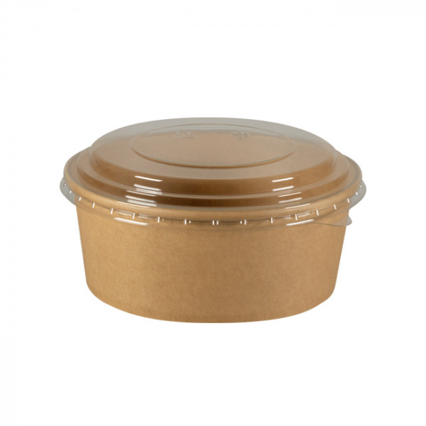 Bol en carton kraft avec couvercle PET 1100 mL