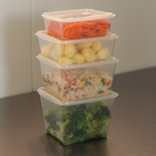 Boîte couvercle séparé PP réutilisable 600g PET emballages alimentaires