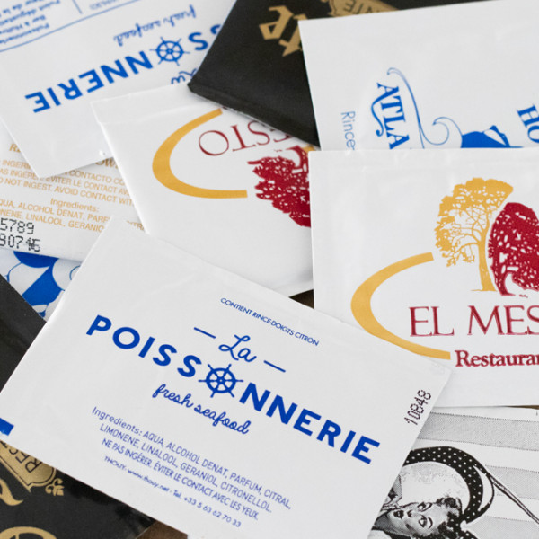 rince-doigts personnalisé, rince-doigts publicitaire, logo, parfum citron, ambiance, poisonerie