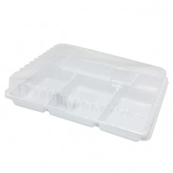Plateau-repas en plastique blanc 29 x 22,4 cm - 5 compartiments