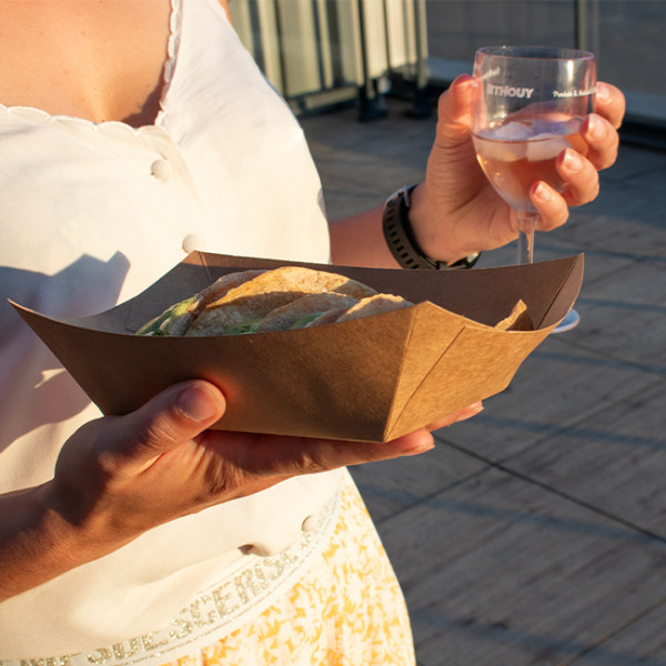 Barquettes en carton kraft brun pour foodtruck 680 mL