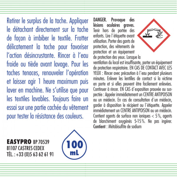 Détachant professionnel avant lavage