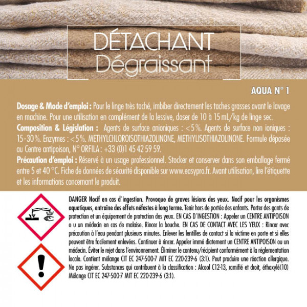 Liquide détachant dégraissant professionnel