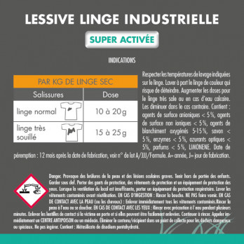 Lessive poudre industrielle super activée 25 kg
