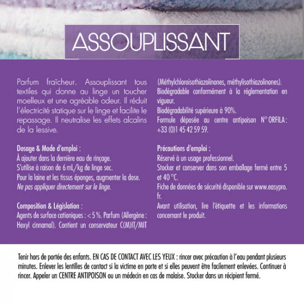 Assouplissant linge professionnel