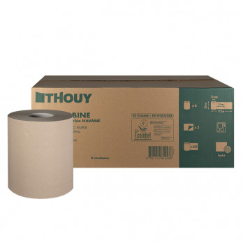 Maxi bobine 2 plis - Ouate recyclée havane - 112 m