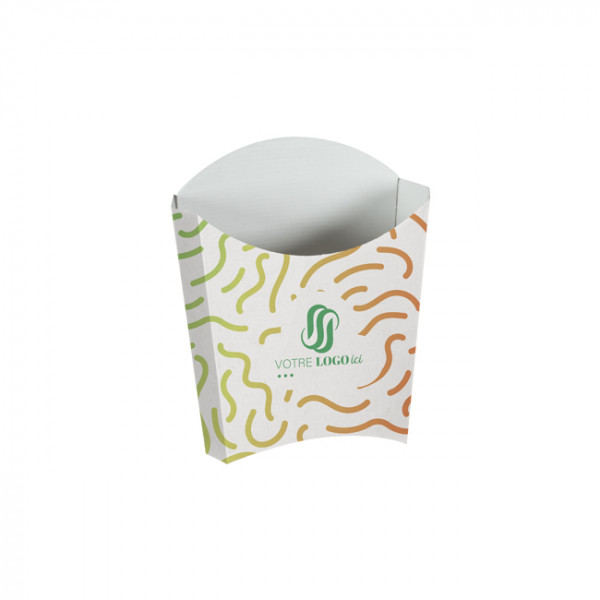 Étui à frites personnalisé en carton blanc 135 g - Impression quadrichromie couleurs illimitées