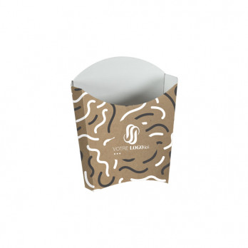 Étui à frites personnalisé en carton kraft 135 g - Impression jusqu'à 4 couleurs