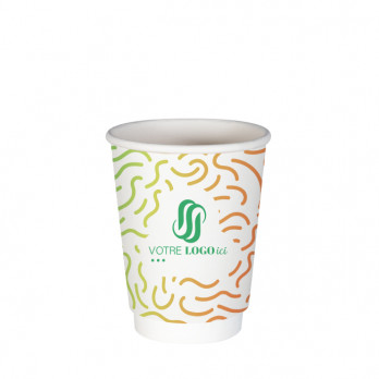 Gobelet 12 Oz 100% carton 0% plastique double paroi personnalisé - Impression couleurs illimitées