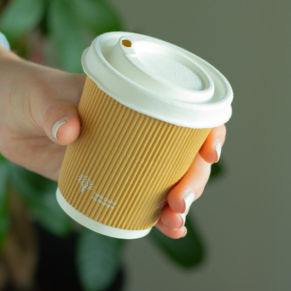 Gobelet carton kraft triple paroi 8 Oz 100% écologique sans plastique.