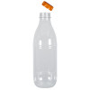 Bouteille féria plastique 1L avec capsule à vis, orange, accompagnée de 4 gobelets et accessoires réutilisables.