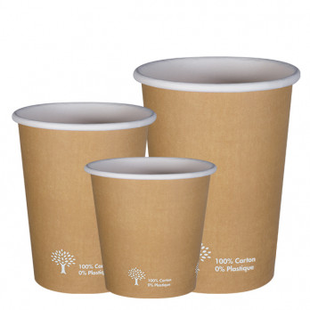 Gobelets kraft 100% carton 0% plastique simple paroi