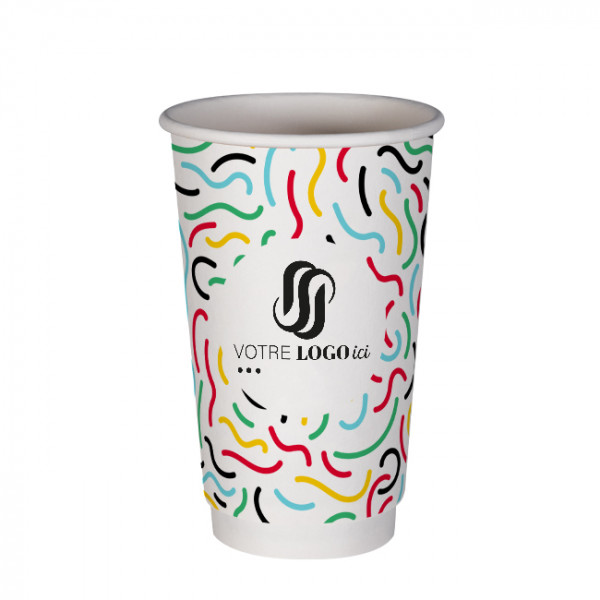 Gobelet 20 Oz en carton double paroi personnalisé - Impression 5 couleurs