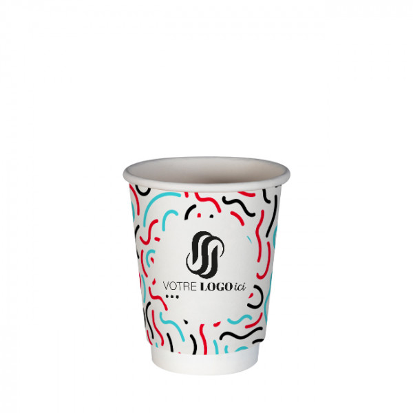 Gobelet 8 Oz en carton double paroi personnalisé - Impression 3 couleurs