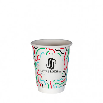 Gobelet 8 Oz en carton double paroi personnalisé - Impression jusqu'à 5 couleurs