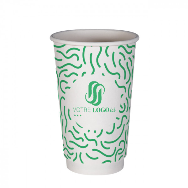 Gobelet 20 Oz 100% carton 0% plastique double paroi personnalisé - Impression 1 couleur
