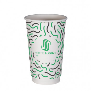 Gobelet 20 Oz 100% carton 0% plastique double paroi personnalisé - Impression jusqu'à 3 couleurs