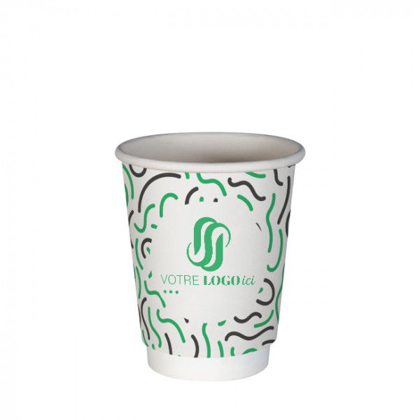 Gobelet 12 Oz 100% carton 0% plastique double paroi personnalisé - Impression 2 couleurs