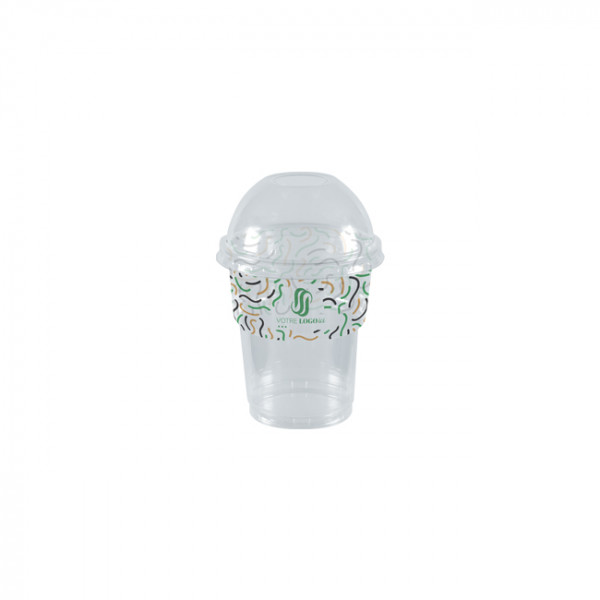 Gobelet à milkshake personnalisé en PET avec couvercle dôme 25 cL - Impression jusqu'à 4 couleurs