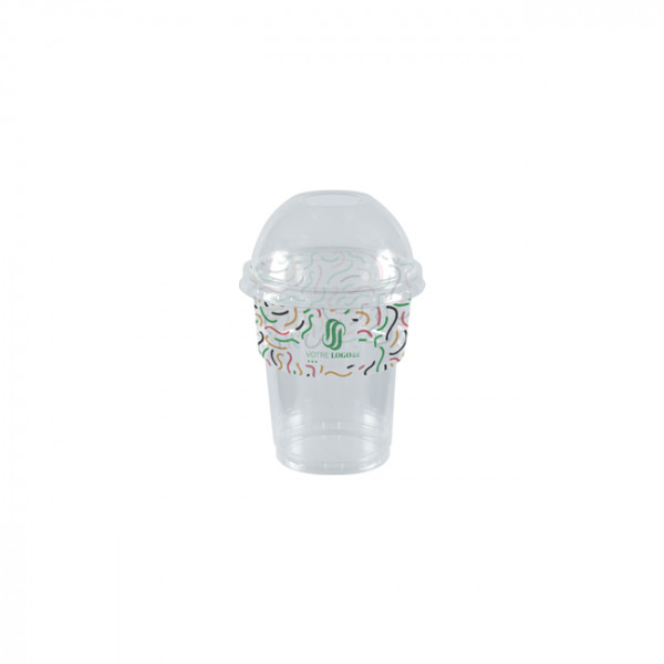 Gobelet à milkshake personnalisé en PET avec couvercle dôme 25 cL - Impression jusqu'à 4 couleurs
