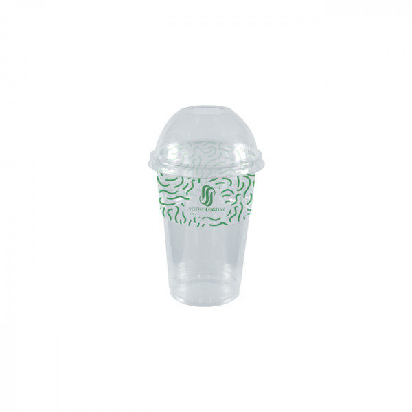 Gobelet à milkshake personnalisé en PET avec couvercle dôme 35 cL - Impression jusqu'à 4 couleurs
