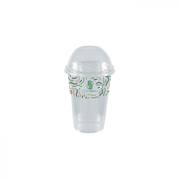 Gobelet à milkshake personnalisé en PET avec couvercle dôme 35 cL - Impression jusqu'à 4 couleurs