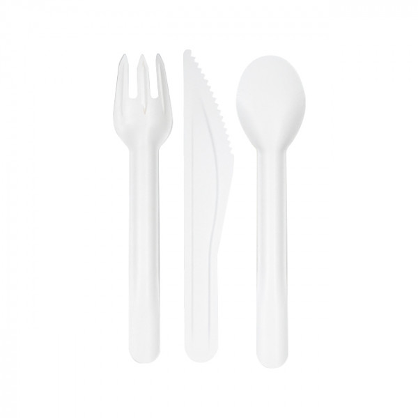 Couteau fourchette et cuillère écologiques jetables en fibres végétales compostable