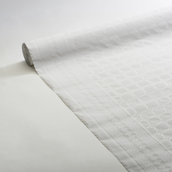 Nappe en papier damassé blanc en rouleau 1,18 x 100 mNappes en rouleauNappe en papier damassé blanc économique en rouleau 1,18 x 100 m.Nappe & Sets de table papier blanc gaufré 70 x 70.