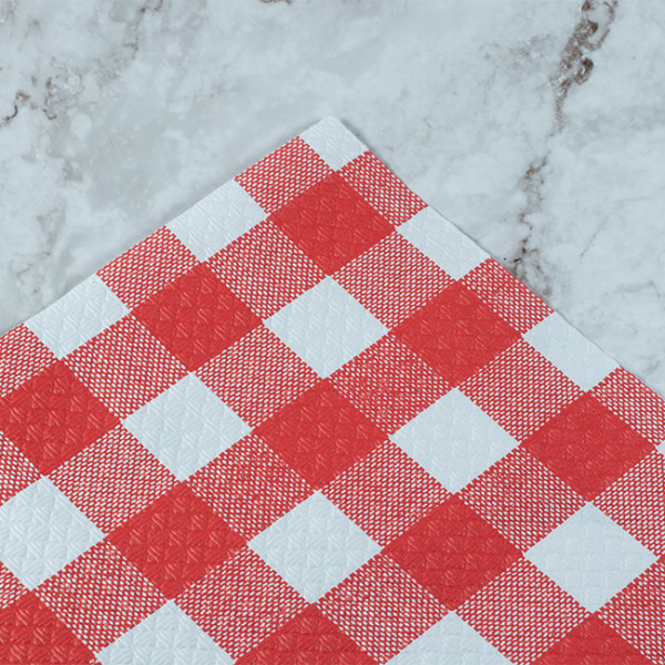 Set de table en papier vichy rouge et blanc pour restaurant