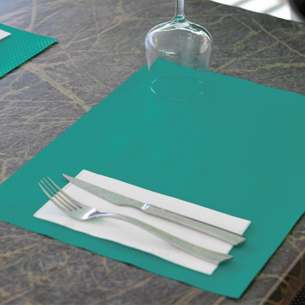 Sets de tbale en papier bleu turquoise Thouy 56S022