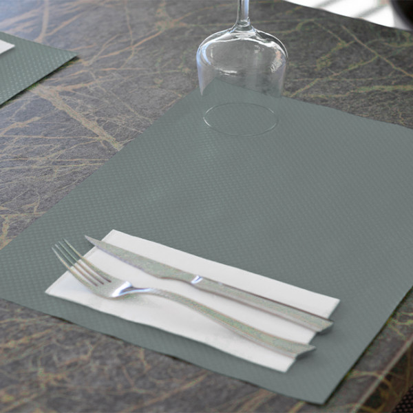 Sets de table gris en papier pas chers pour restaurant