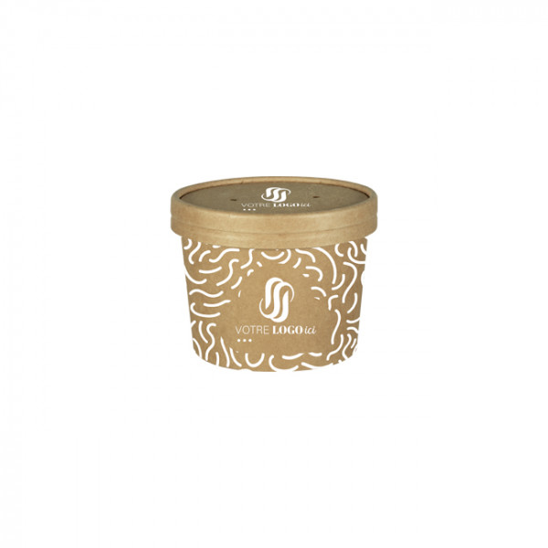 Pot à soupe personnalisé en carton avec couvercle 12 Oz - Impression jusqu'à 4 couleurs