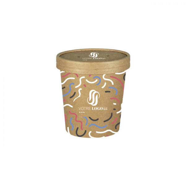 Pot à soupe personnalisé en carton avec couvercle 16 Oz - Impression jusqu'à 4 couleurs