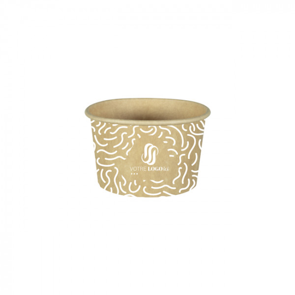 Pot à glace 4 Oz 100% carton 0% plastique personnalisé - Impression jusqu'à 4 couleurs