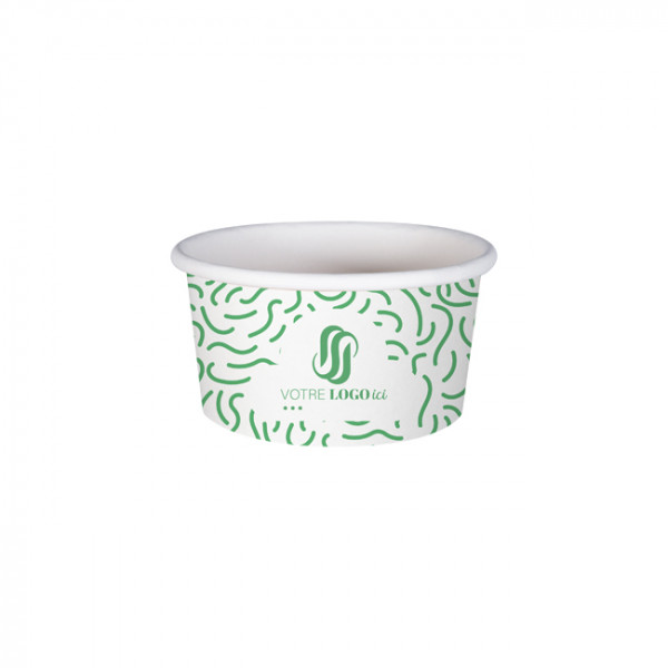 Pot à glace 6 Oz 100% carton 0% plastique personnalisé - Impression jusqu'à 4 couleurs