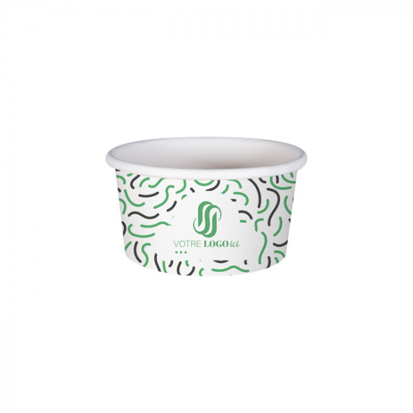 Pot à glace 6 Oz 100% carton 0% plastique personnalisé - Impression jusqu'à 4 couleurs