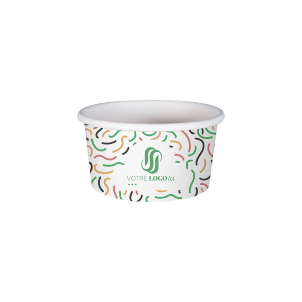 Pot à glace 6 Oz 100% carton 0% plastique personnalisé - Impression jusqu'à 4 couleurs