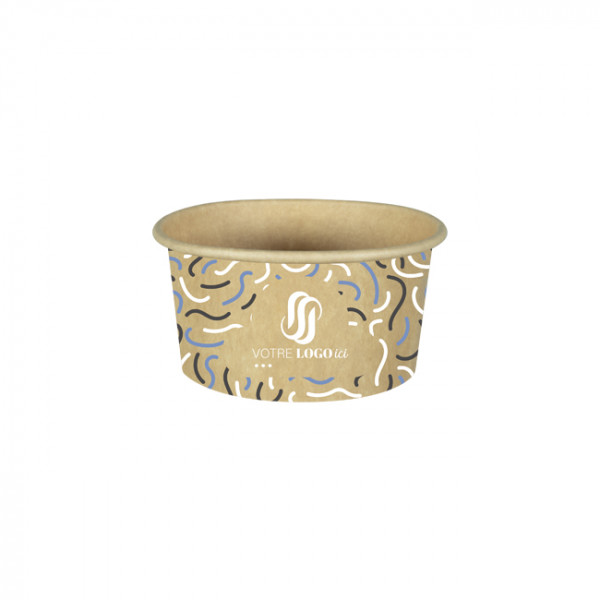 Pot à glace 6 Oz 100% carton 0% plastique personnalisé - Impression jusqu'à 4 couleurs