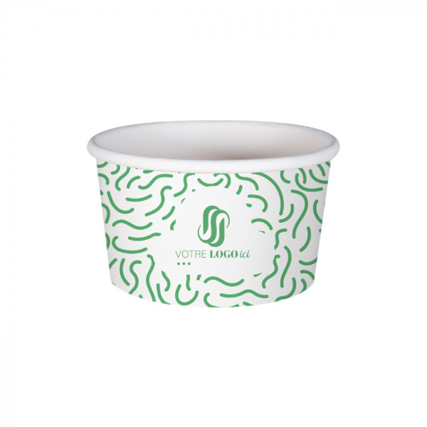 Pot à glace 8 Oz 100% carton 0% plastique personnalisé - Impression jusqu'à 4 couleurs