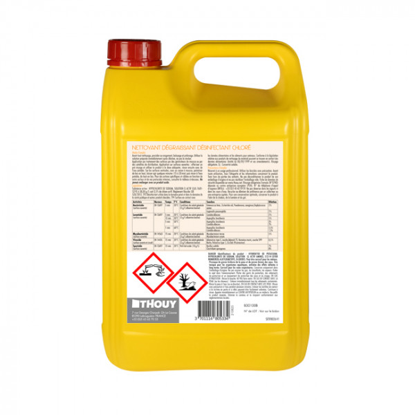 Nettoyant dégraissant désinfectant alimentaire chloré 5 L