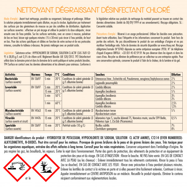 Dégraissant chloré alimentaire en bidon de 5 L