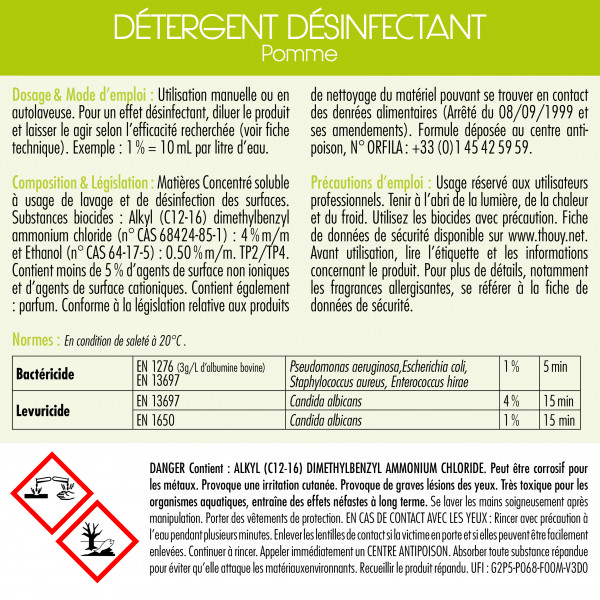 detergent, desinfectant, pomme, Thouy, bidon, 5L, B50034