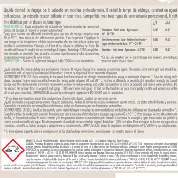 Liquide rinçage vaisselle machine professionnelle Ecolabel 5 L