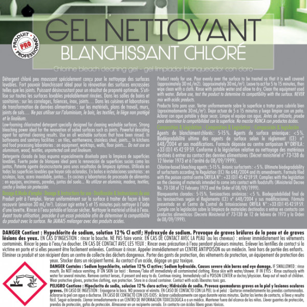 Nettoyant désinfectant chlore et Javel.